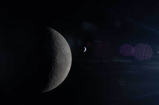 earth and moon seen together from the artemis 2 orion spacecraft